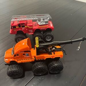 Maisto Toy Fire Truck, Boom Truck,&Trash Truck- AApprox 7”vehicles-metal&plastic